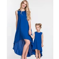 irregular mother daughter matching dresses family look chiffon mom mum mama baby mommy and me clothes fashion woman girls dress