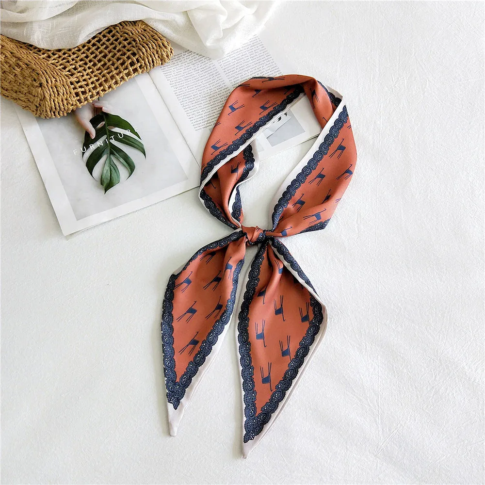 

luxury silk scarf women designer Spring Sweet Female love Ribbon Tied Bag Decoration Ribbons Hair Band Bufanda Mujer