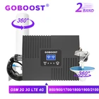 Усилитель сигнала GOBOOST GSM 850 900 LTE 1700 1800 1900 2G 850 3G 2100 двухдиапазонный усилитель сотовой связи 360 комплект всенаправленной антенны