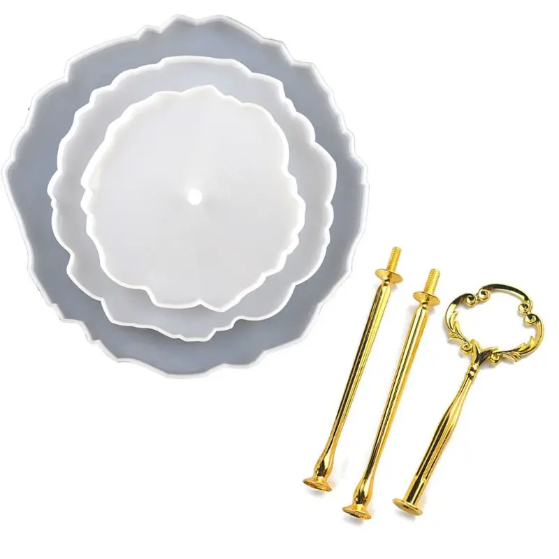 

3 Tier Cake Fruit Food Plate Stand Resin Casting Mold Irregular Fruit Disc Big Plate Resin Mold Fruit Tray Art Crafts