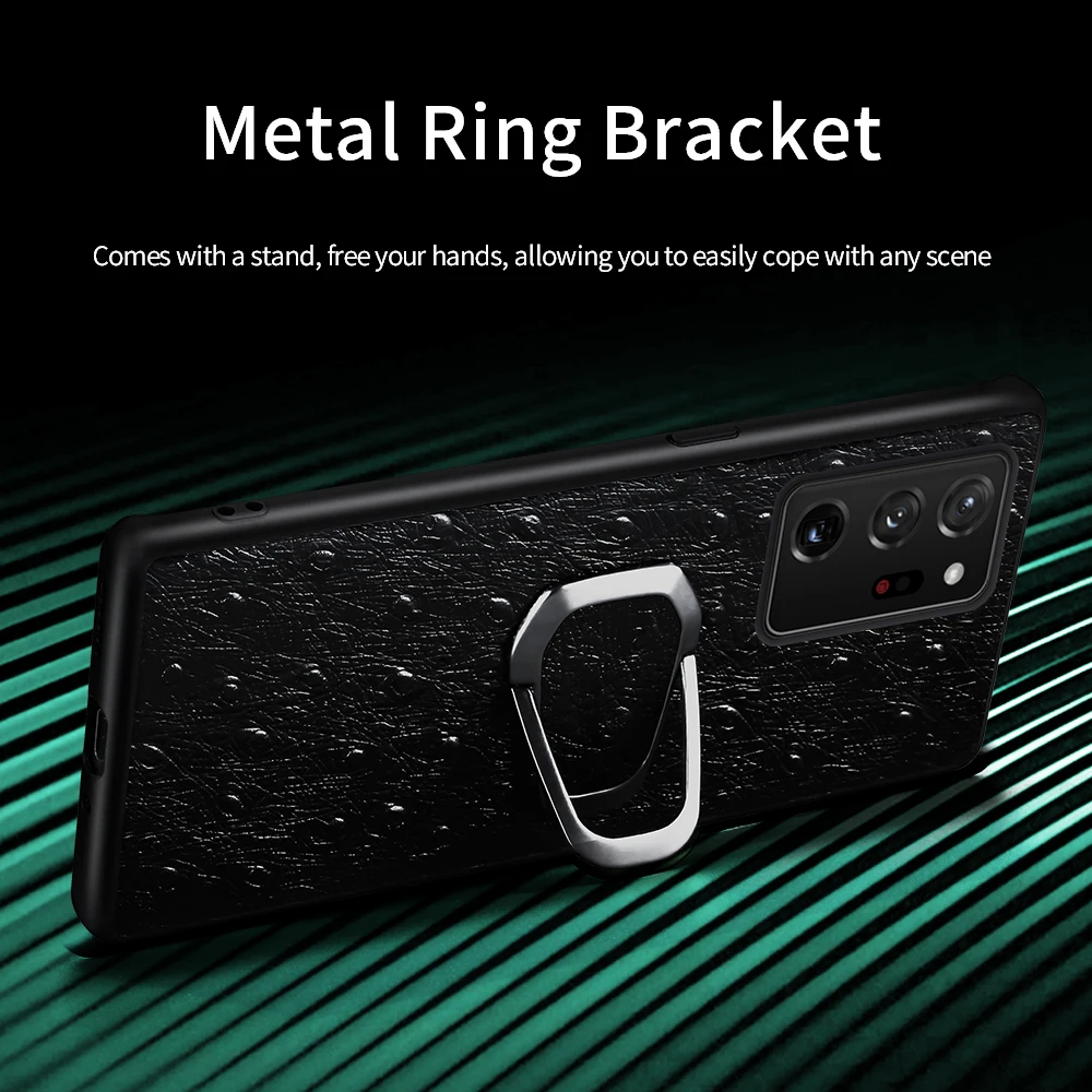 Чехол LANGSIDI с магнитным кронштейном из страусиной кожи для Galaxy Note 20 ultra Samsung S20 Plus s10