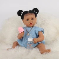58cm realistic reborn baby girl black african american saskia simulation full body soft silicone doll 22inch boneca toy toddler