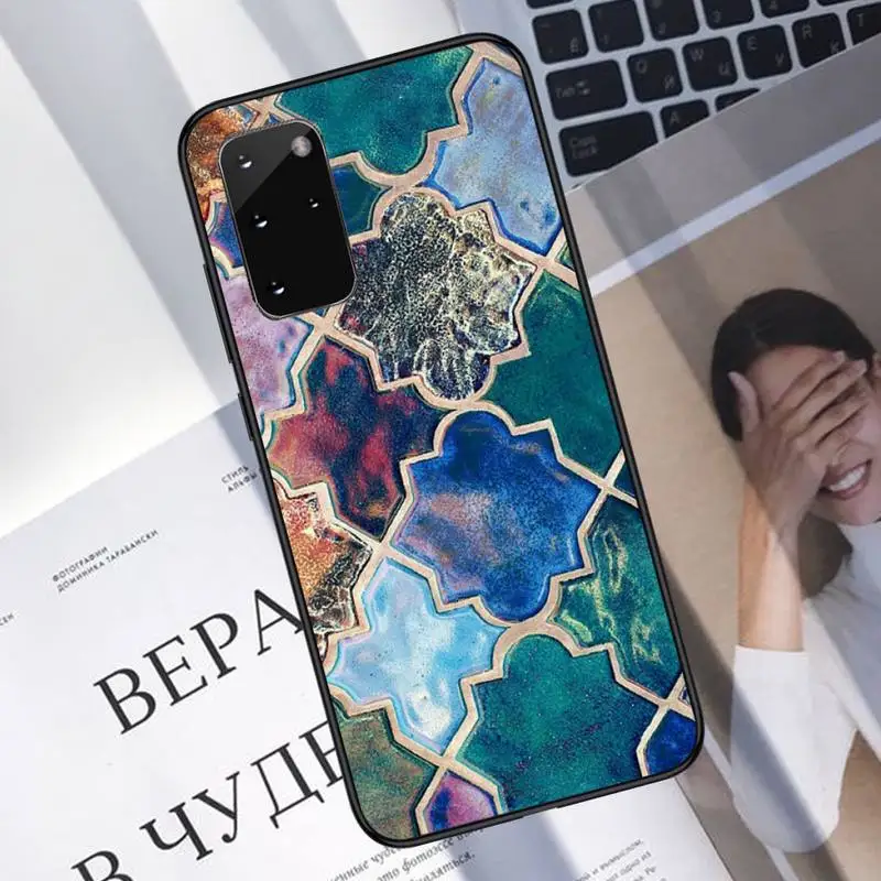 

art Decorative Moroccan Tile Phone Case For Samsung A40 A31 A50 A51 A71 A20E A20S S8 S9 S10 S20 Plus note 20 ultra