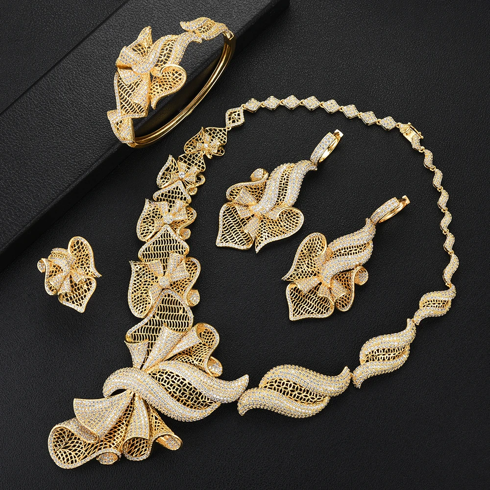 Роскошные комплекты ювелирных изделий с бантом и фианитами в африканском стиле