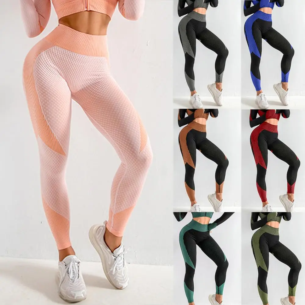 Новые эластичные штаны для йоги с эффектом пуш ап и высокой талией спортивные