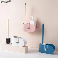 wall mounted bathroom toilet brush tpr silicone head with storage shelf floor standing household items bathroom accessories