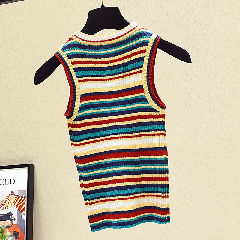 HELIAR вязаный полосатый кардиган желтая майка топы корейский стиль уличный