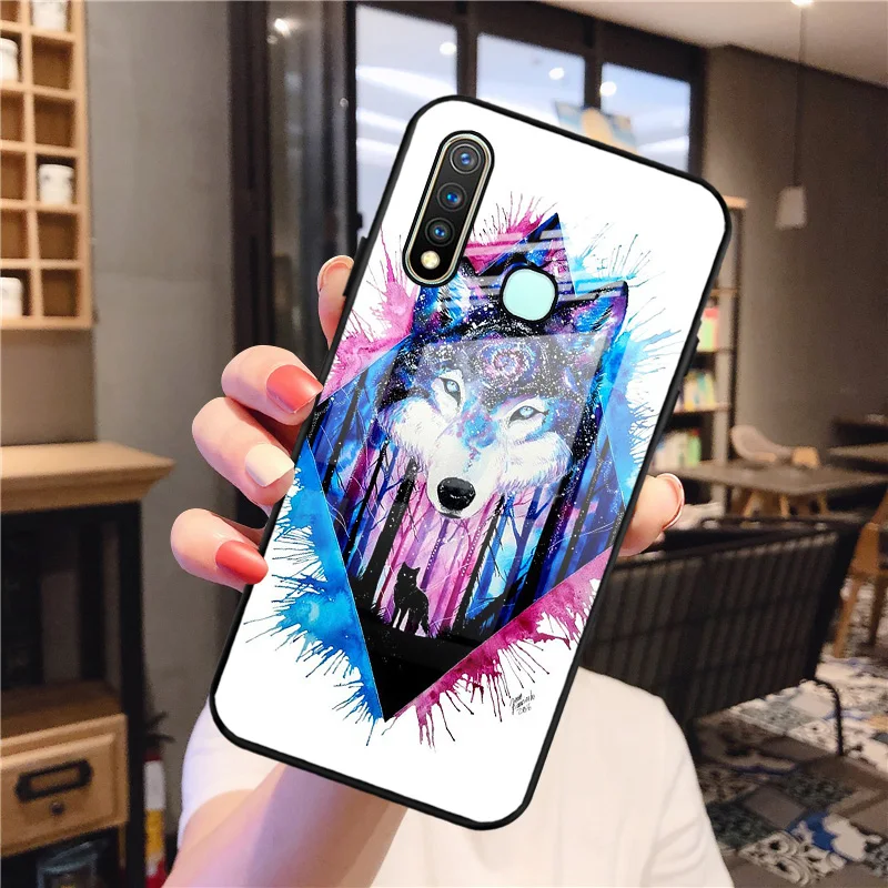

Hard Phone Case For Vivo Y19 Case Tempered Glass Bumper For Vivo Y 19 2019 Shockproof Fundas Vivo U20 Y5S Z5i Painted Back Coque