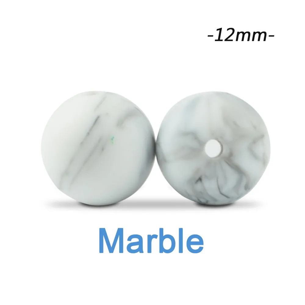 marble Силиконовые бусины LOFCA, 12 мм, 200 шт, детские силиконовые бусины для прорезывания зубов, Пищевая силиконовая детская соска, ожерелье, подвеска, изготовление продукта - Цвет: marble