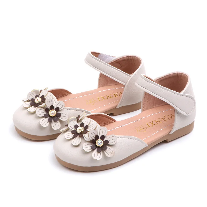 

Spring autumn kids princess shoes for girls artificial leather floral elegant girls wedding shoes non-slip baby shoes