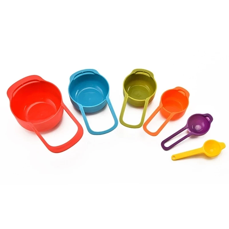 

DIY Colored Plastic Measuring Spoons Stackable Combination Measuring Cup Kitchen Accessories Baking Tools 6 Piece Set