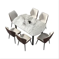 Slate dining table small household 6-8 people round telescopic rotating slate table simple square square table
