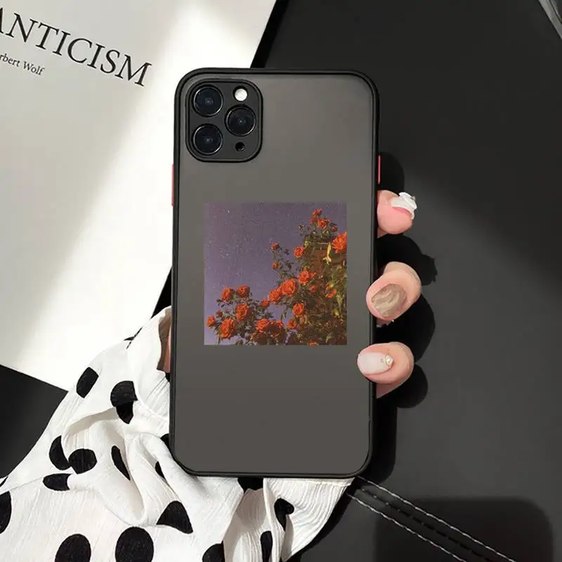

Phone Case For iPhone 12 11 Mini Pro XR XS Max 7 8 Plus X Flower Matte transparent cover