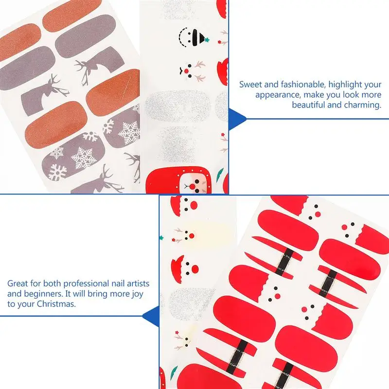 

8 листов, новогодние наклейки для ногтей