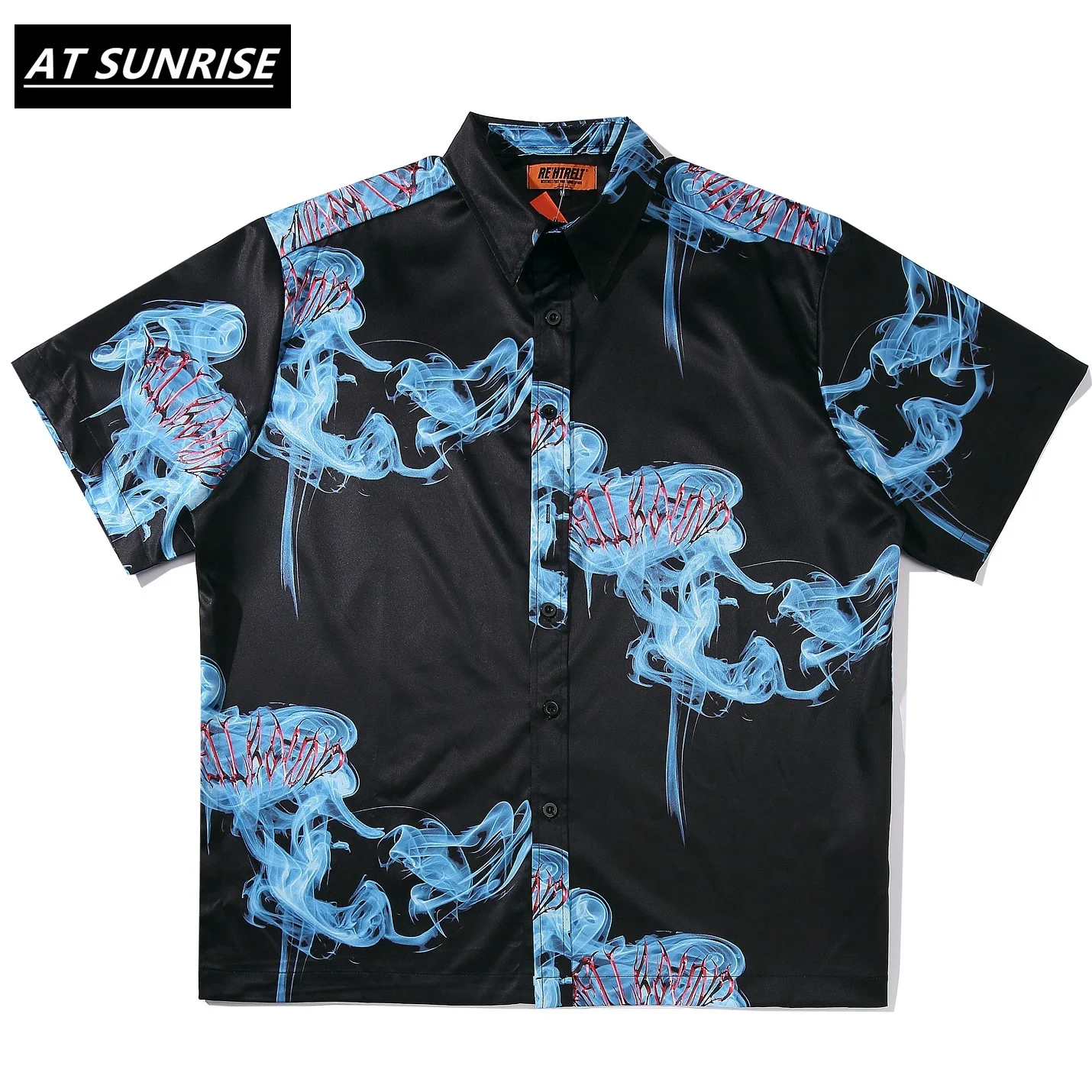 Гавайская синяя пляжная рубашка с дымчатым принтом для мужчин модные уличные