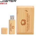 Флэш-накопители JASTER USB 3,0 с бесплатным логотипом на заказ, флэш-накопитель с лазерной гравировкой, деревянная коробка с внешним хранилищем 128 ГБ, 64 ГБ, 32 ГБ