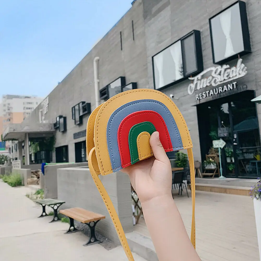 Детская сумка на плечо из искусственной кожи для девочек в форме радуги детские
