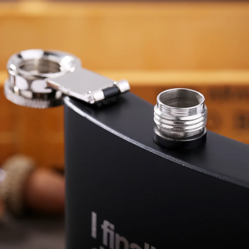 8 унций черный матовый металлический подарок фляжка из нержавеющей стали фляга