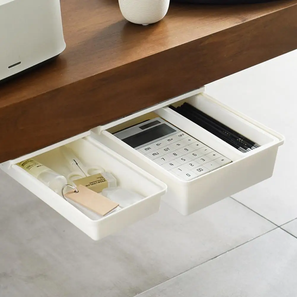 Hidden Under Table Folder Tool Pen Stationery Sundries Storage Box Drawer Holder for living rooms study dressing |
