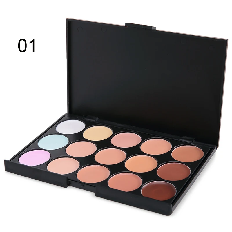 Набор 3 в 1 15 цветов Палетка консилера + Кисть для макияжа Милая Бриллиантовая и