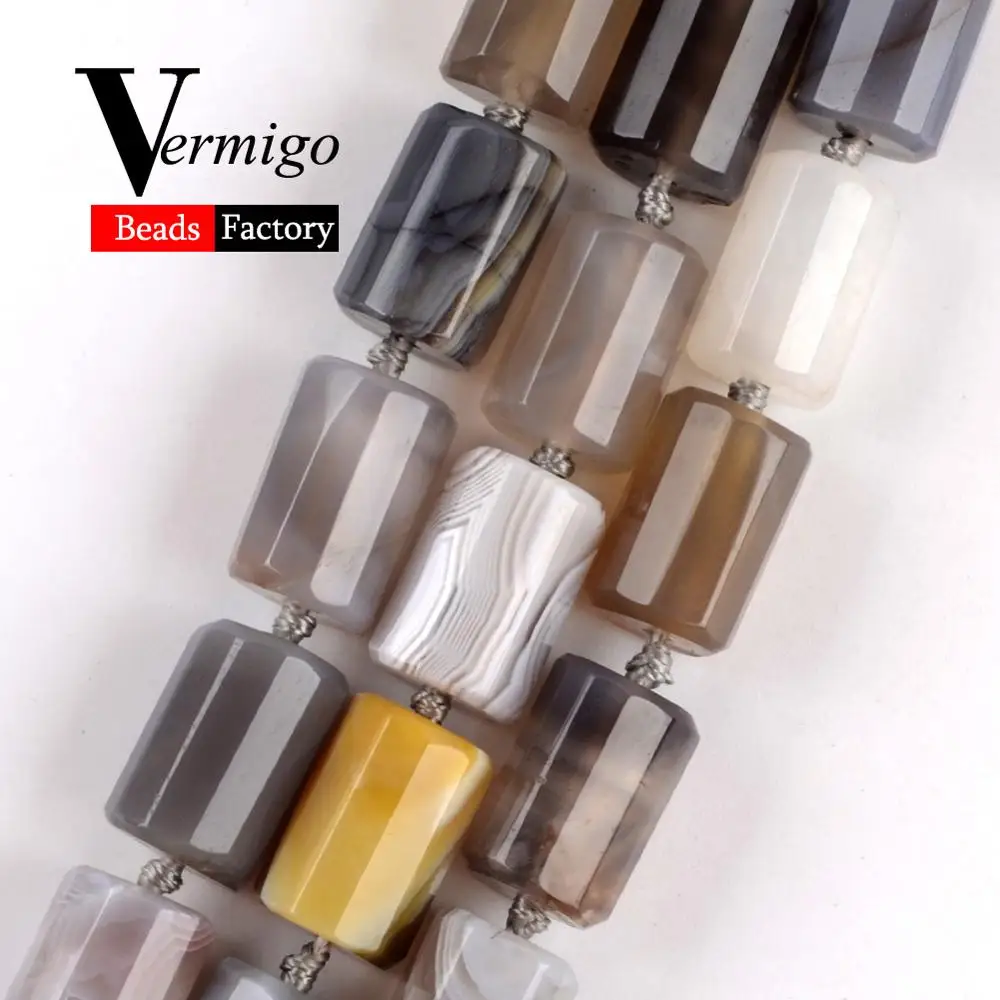 Бусины из бамбука и агата с гранями 11x15 мм | Украшения аксессуары