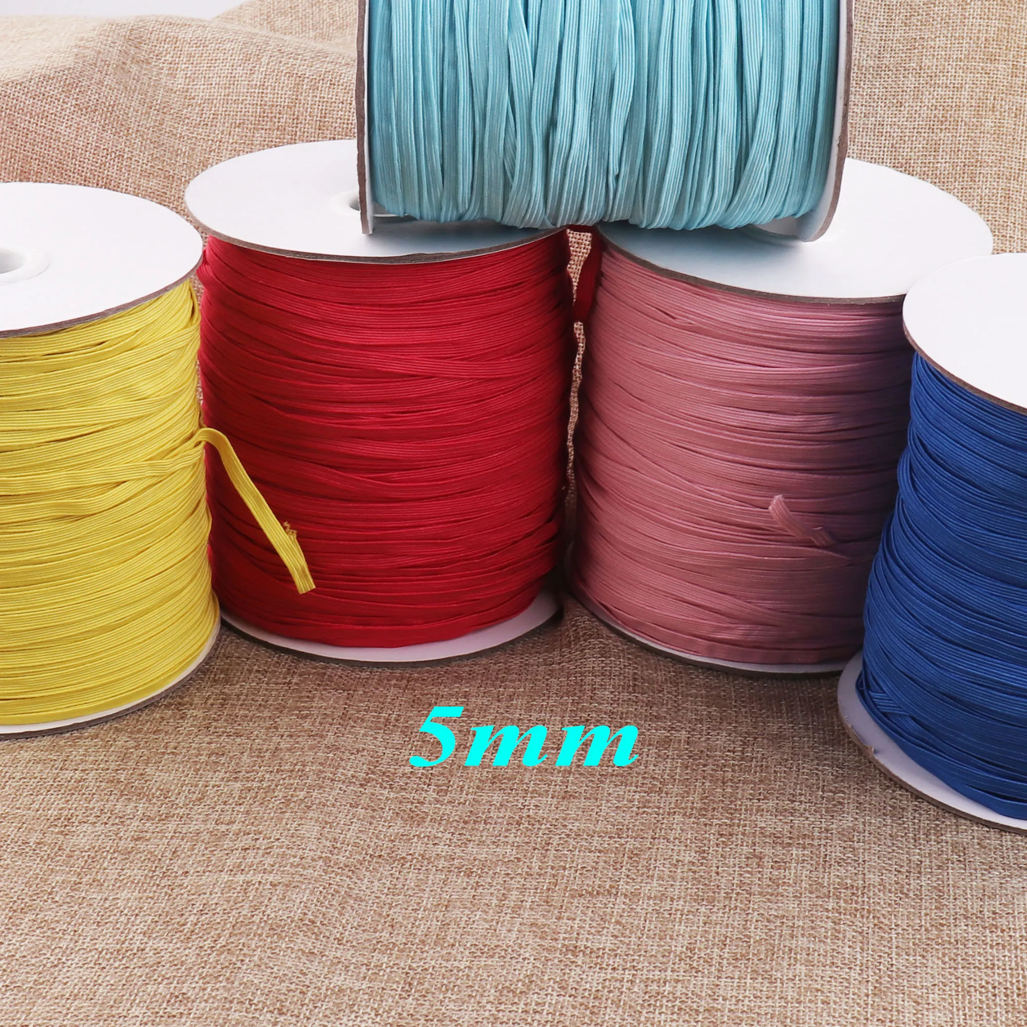 Цветная нейлоновая плоская эластичная лента 5 мм 1/4 дюйма мягкая 10 м|Резинки| |