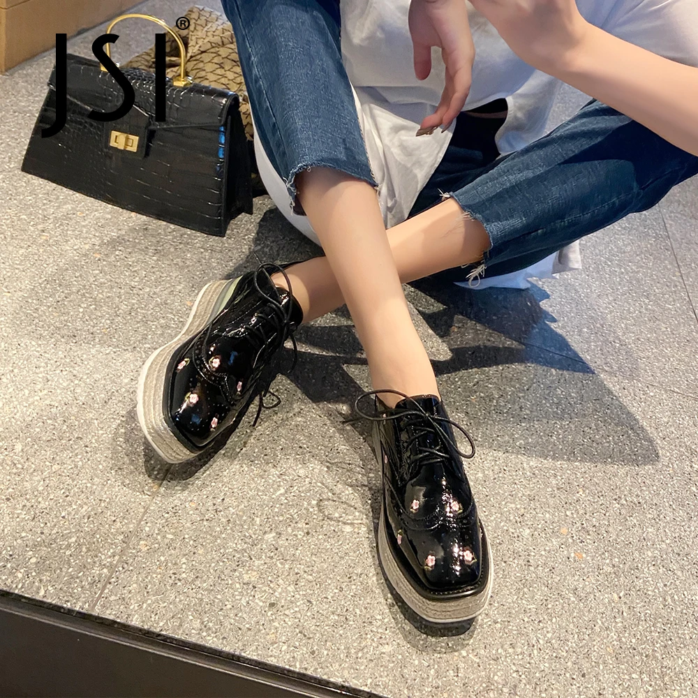 

JSI/Женская обувь на плоской подошве, на платформе, со шнуровкой, с круглым носком, с цветочным узором, на толстой подошве, Отличная повседневн...