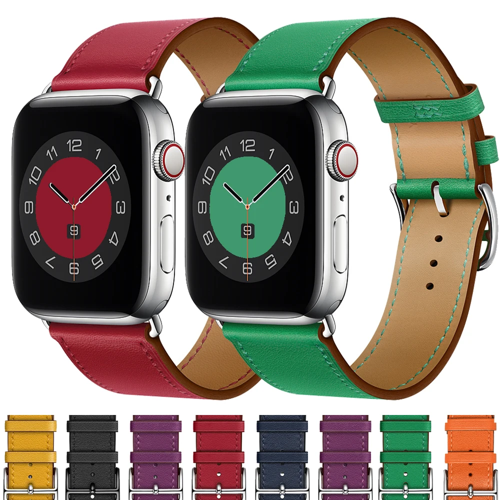 

Ремешок кожаный для Apple watch band 44 мм 40 мм 38 мм 42 мм, браслет для iWatch series 6 se 5 4 3 Single tour, Apple watch band 40 44 мм