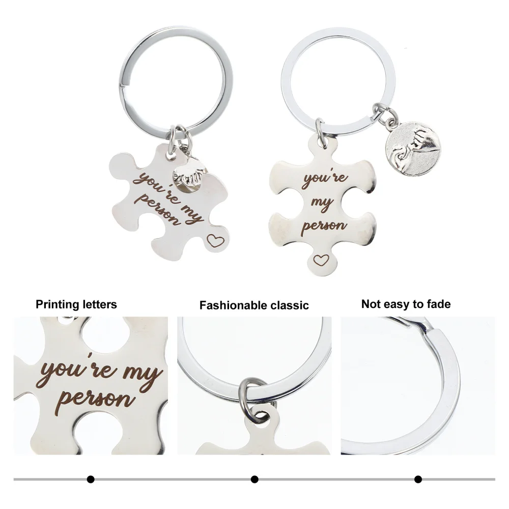 

2Pcs Key Chains Stainless Steel Key Rings Key Pendants Valentine's Day Gifts