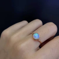 VANTJ Real 10K Gold Ring Sterling Natural Opal Diamond Fine Jewelry For Women Engagement Wedding Party Gift