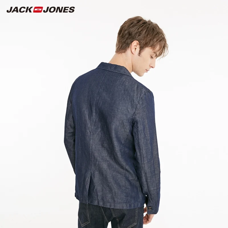 Мужской прямой Блейзер JackJones из чистого хлопка и льна 219108516|Пиджаки| |