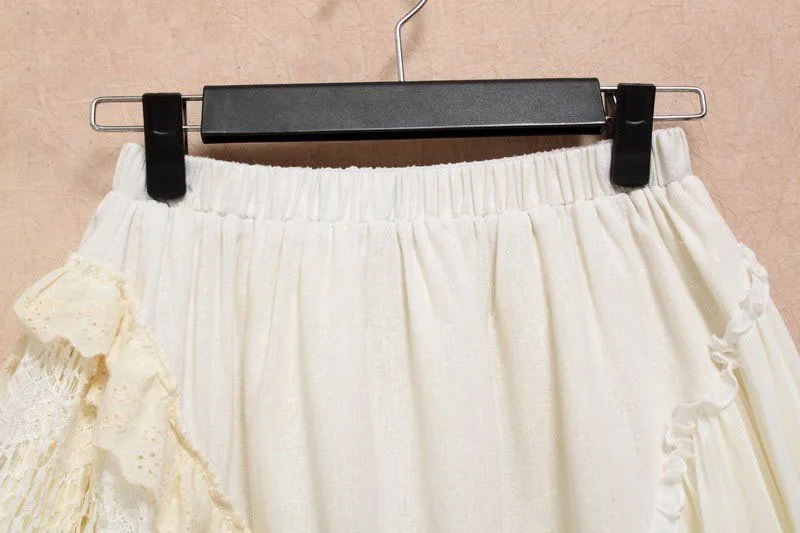 Женская многослойная кружевная хлопковая юбка белая плиссированная принцессы в