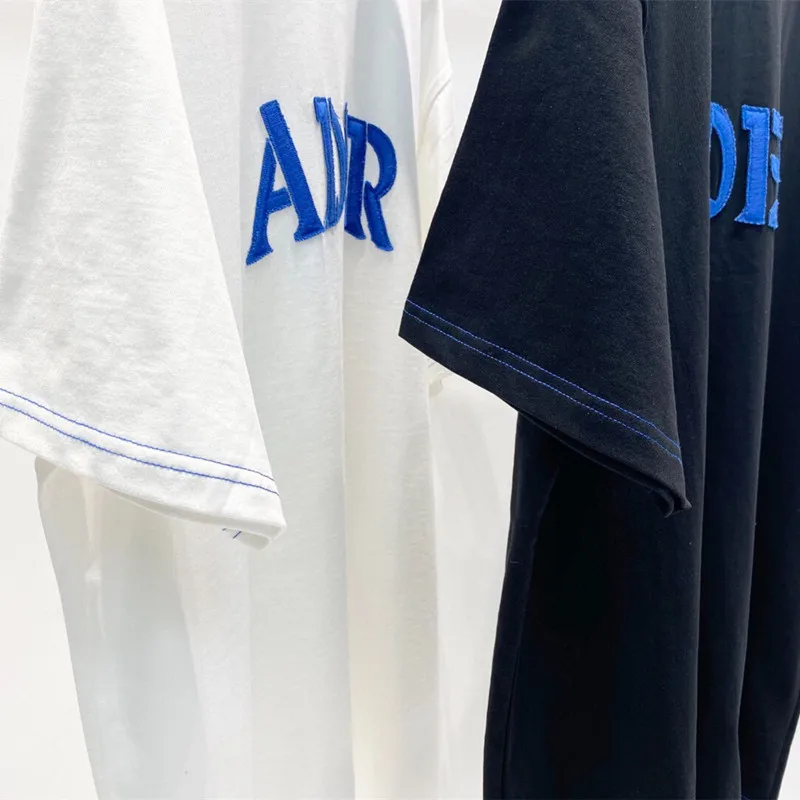 

2021 new letter cloth embroidery short sleeve men's and women's casual loose half sleeve T-shirt