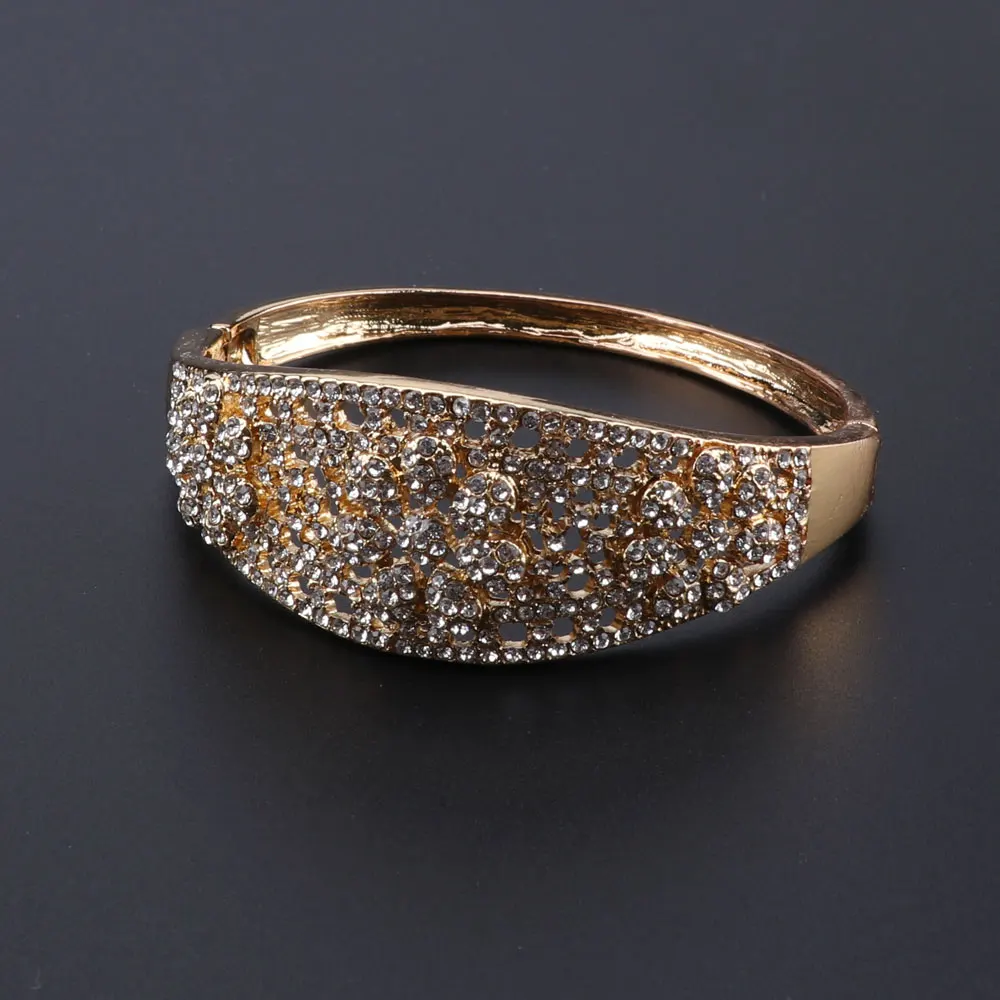 Золотой свадебный набор украшений для женщин высокое качество цветок кристалл