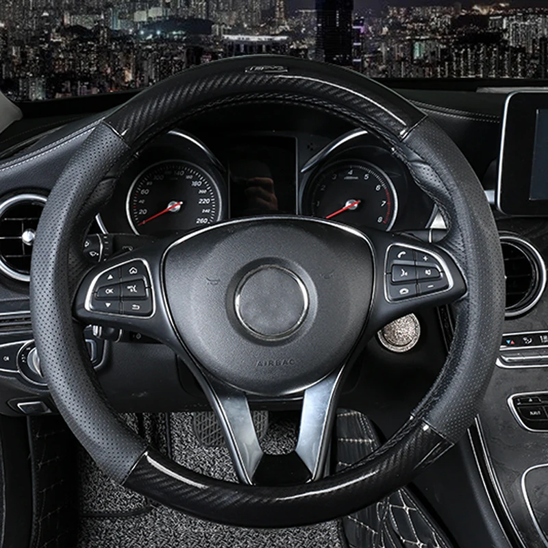 CarManGo для Mercedes Benz C Class W205 GLC 2016-2019 авто чехол рулевого колеса автомобиля кожаный