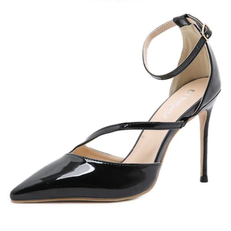 

HOKSZVY Women's Shoes Narrow Band Patchwork Solid Buckle Strap High Heels Pumps Pointed Toe 2021 Women Heels CWF-Zg1318-3