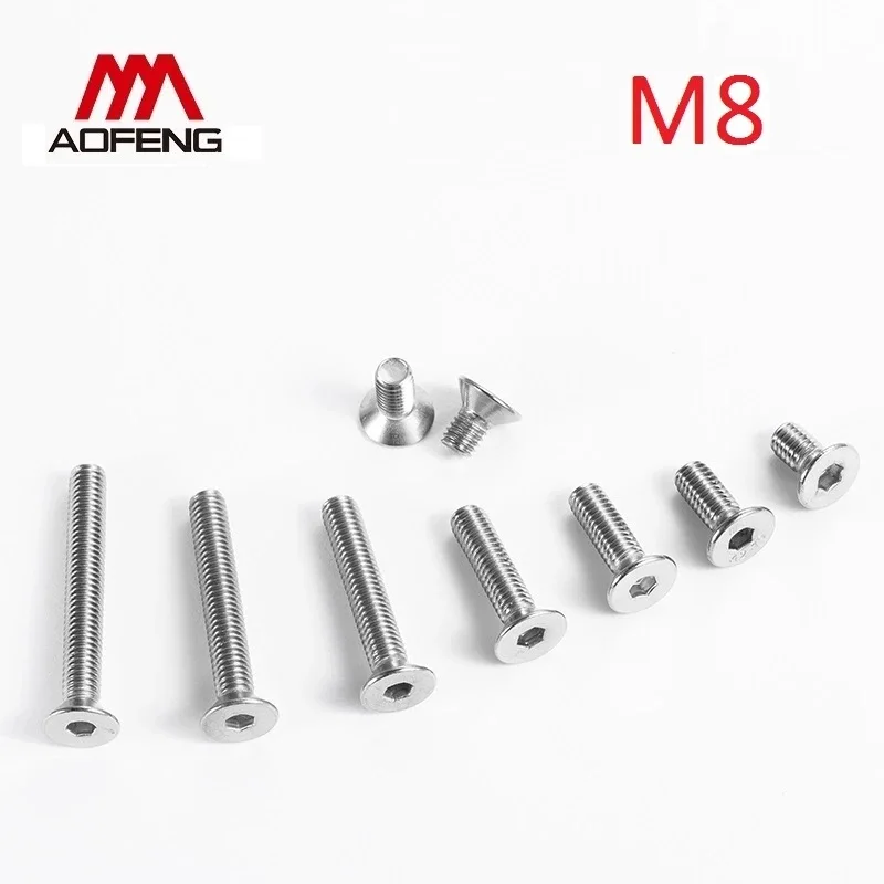 

M8 304 Stainless Steel Hexagon Socket Countersunk Head Screws M8*10 14 18 25 35 40 50 70 80 90 100 120mm DIN7991 Full Thread