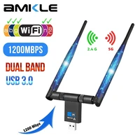 amkle wireless network card usb wifi dongle 1200mbps dual frequency 2 4g 5g free driver suitable for desktop laptops visa mac os