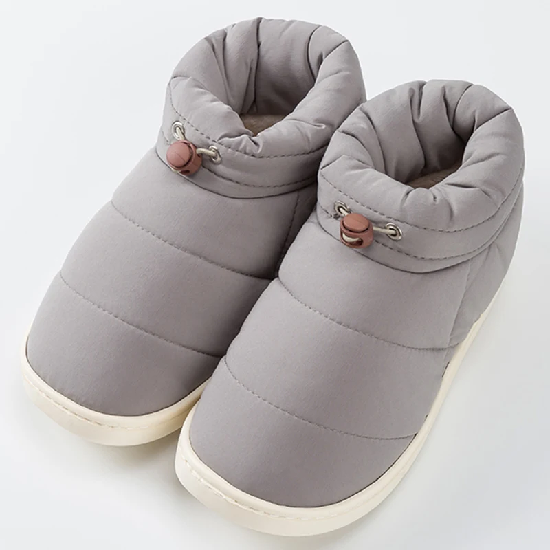 

Winter Plush Slippers Women Indoor Heel Wrap Men Boots Soft EVA Anti-slip Thick Sole Platform Shoes Warm Shoes