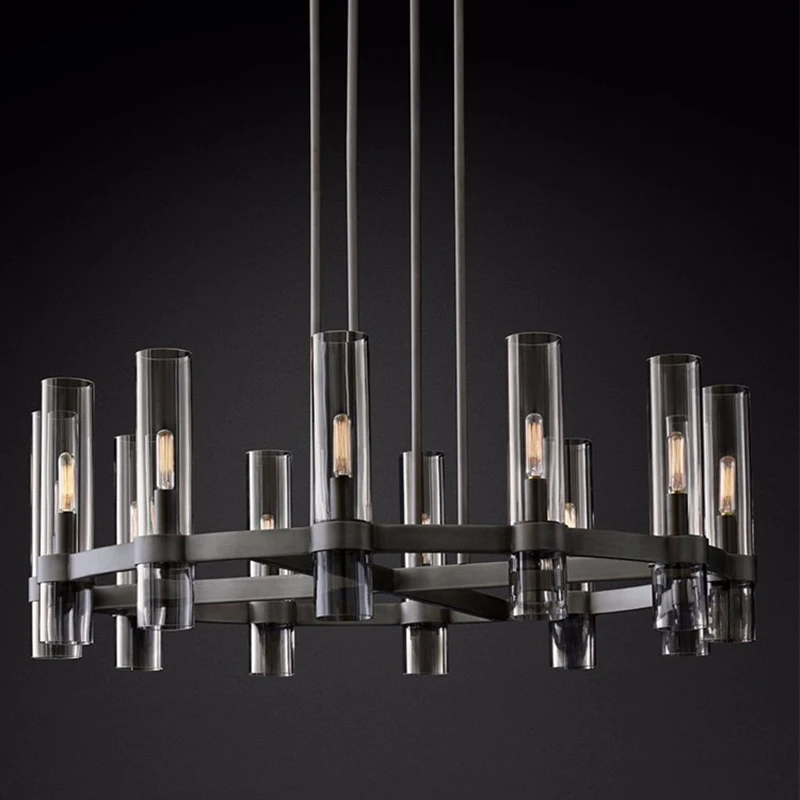 

American Loft RH E14 Led Chandelier Gold/Black/Chrome Pendant Chandelier Lighting Foyer Retro Glass Shades Led Lighting
