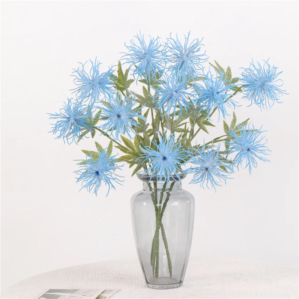 Искусственные флокированные Leucospermum цветы ветка для дома Свадебные Декоративные