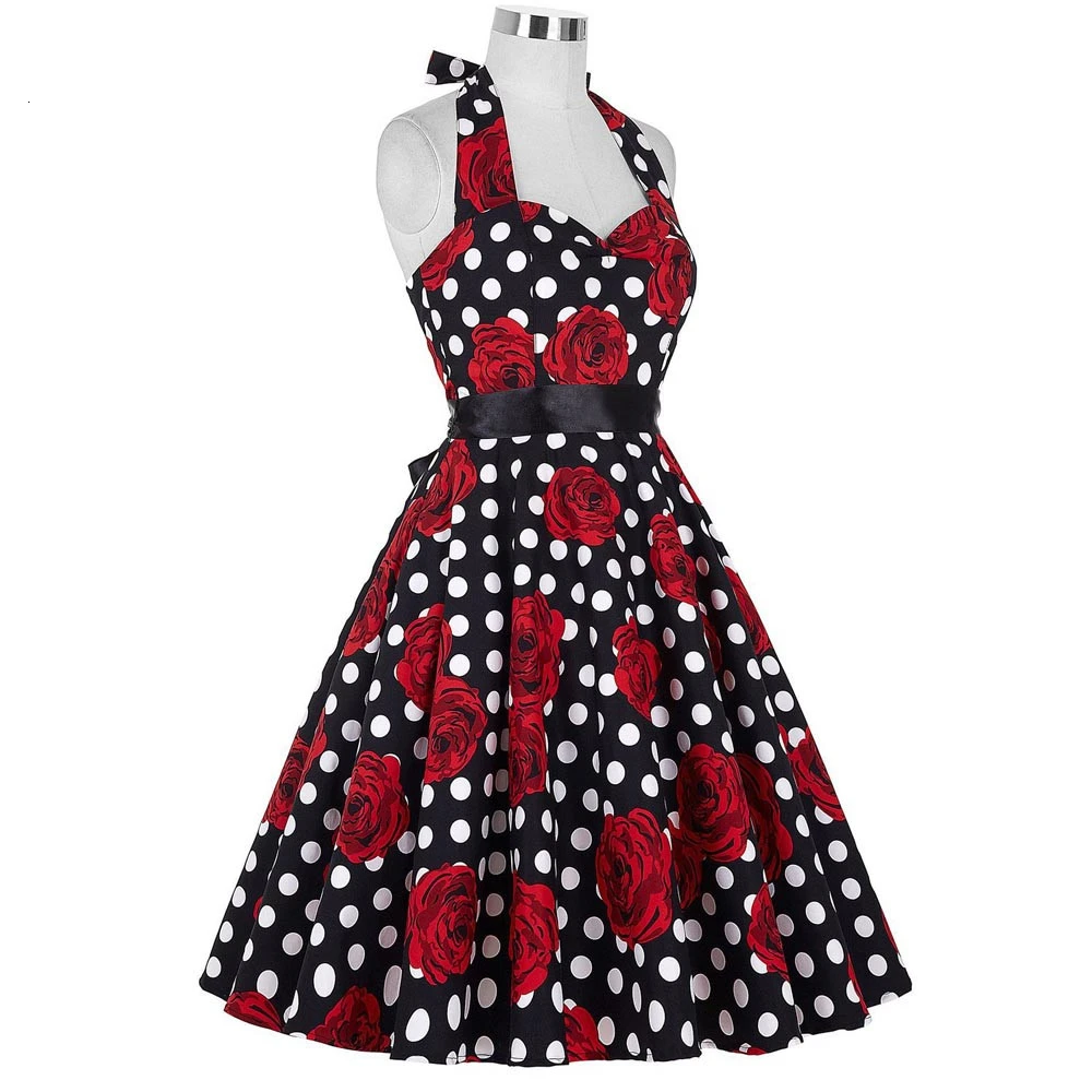 Robe 2019 летние винтажные платья 50s 60s женское платье без рукавов с цветочным принтом