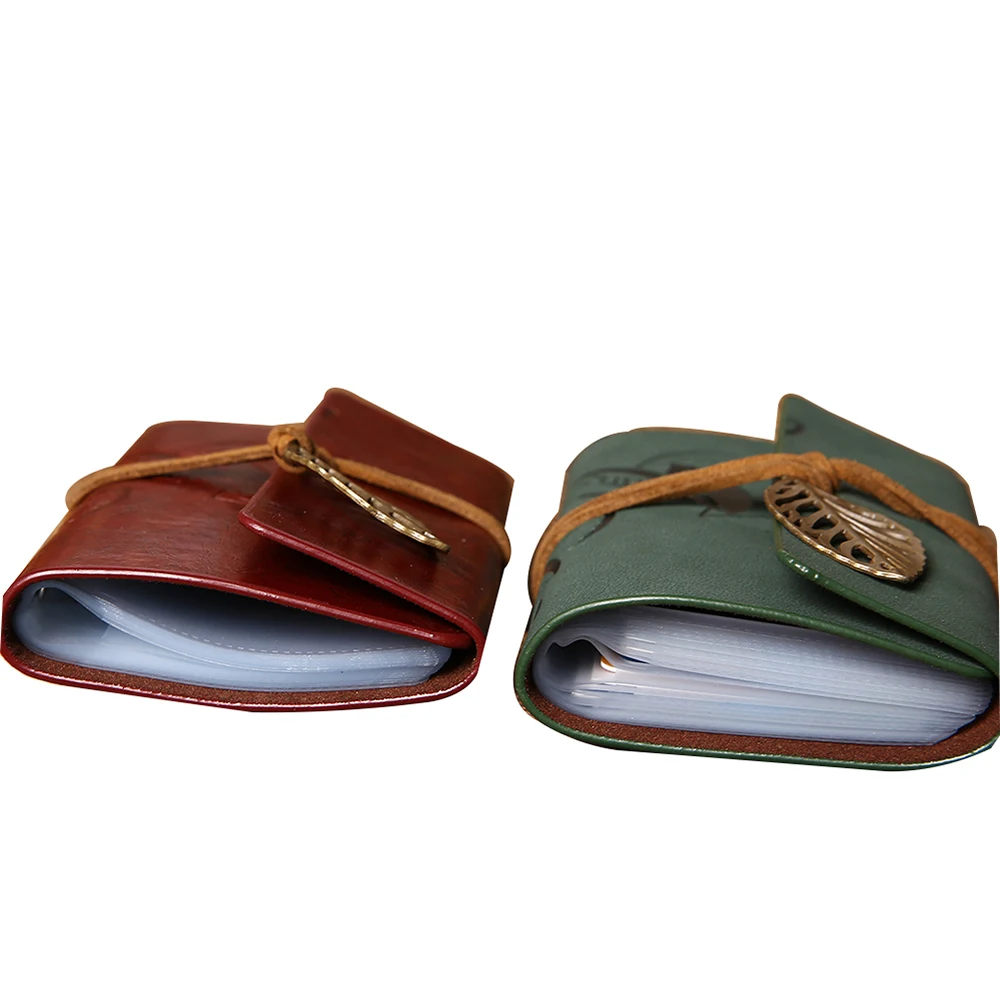 Ретро искусственная кожа листья Очаровательная завязка кредитница