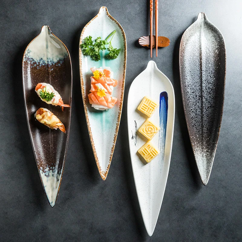 

Maple Leaf Shaped Ceramic Plate Dim Sum Sushi Salad Tray Dinner Plates Party Porcelain Steak Plate Set Gift Decoration Ceramica