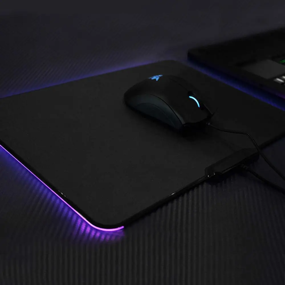 Проводной игровой коврик для мыши Besegad с подсветкой USB RGB нескользящий