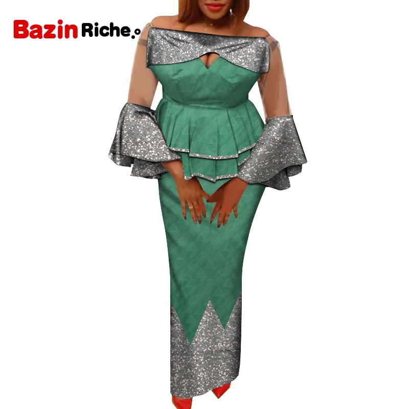 2 Piece African Set Skirt and Top Plus Size Custome 2021 Fashion Patchwork WY7984