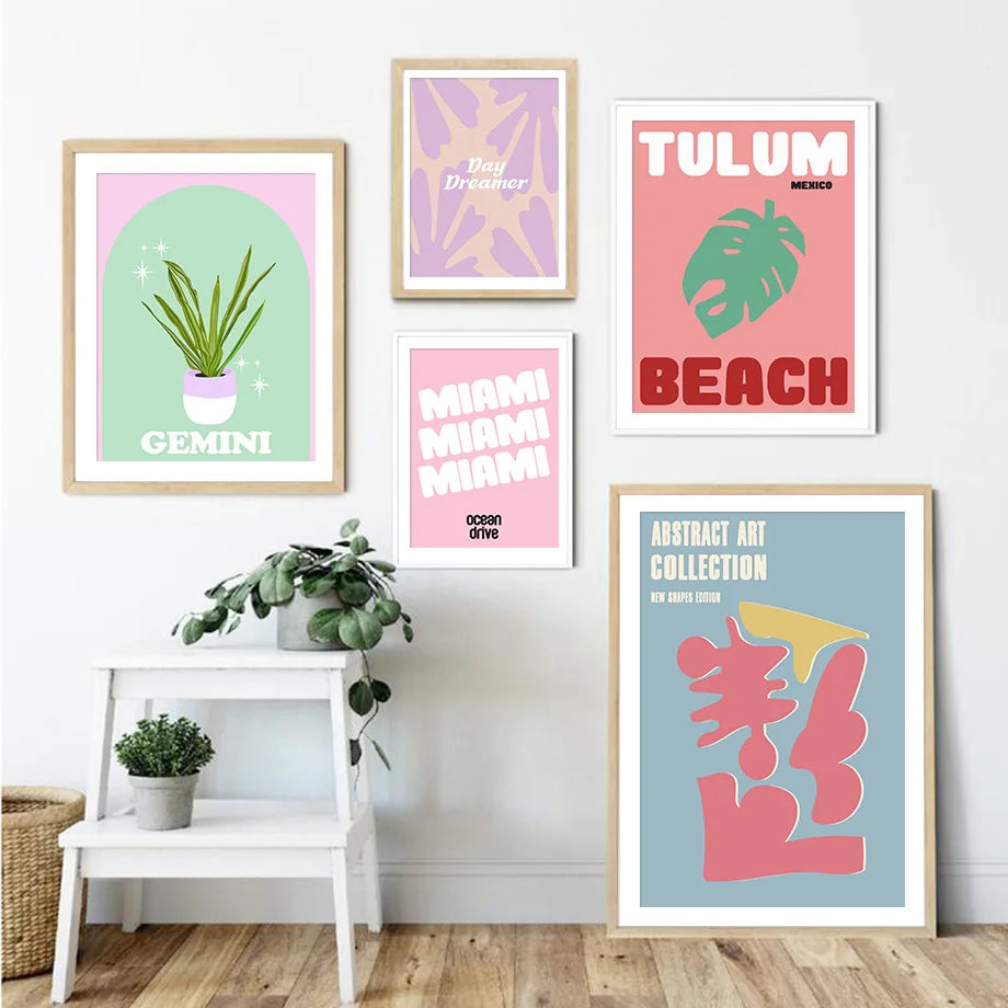 

Ibiza Miami Tulum Beach Gemini Monstera Wall Art Canvas Painting Nordic Posters And Prints Wall Pictures For Living Room Decor