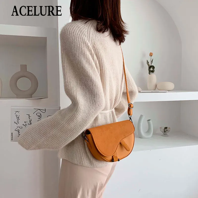 

ACELURE Solid Color Small Cover Shoulder Bag for Women Simple Fashion PU Leather Crossbody Bag Female Shopping Purse Ladies Flap