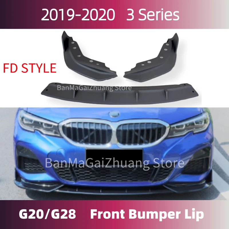 

Новый 3 серии передний бампер для BMW G20 G28 2019-2020 ABS глянцевый черный Передний спойлер FD стиль вид карбоновая Передняя Лопата