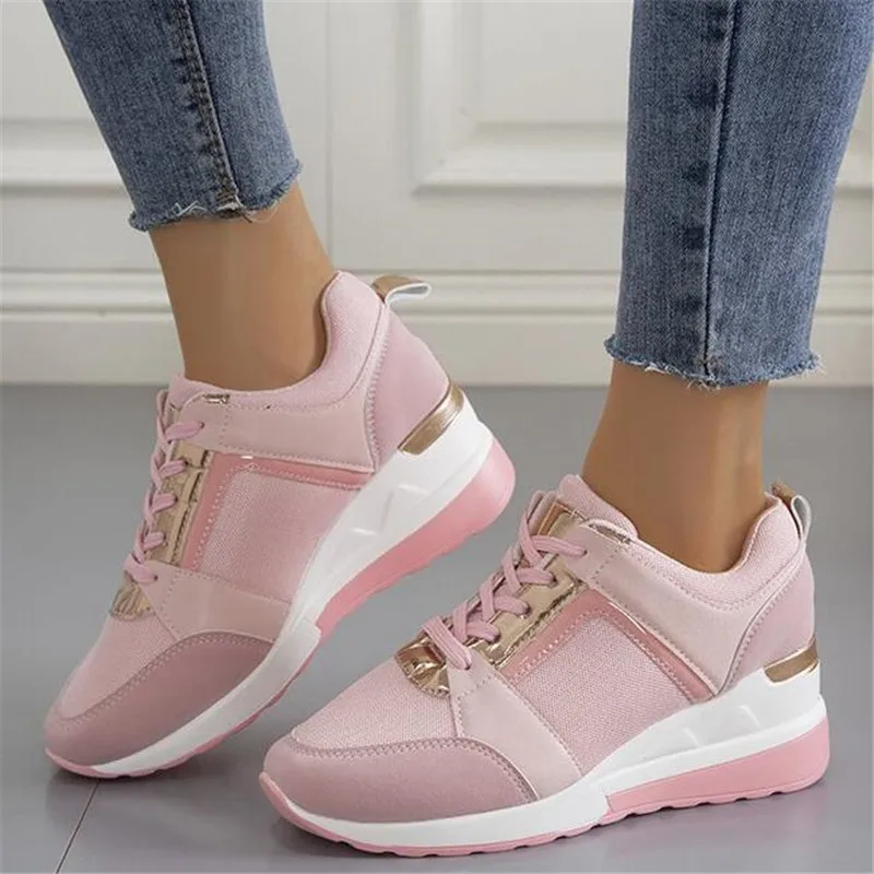 Кроссовки женские на платформе для бега Вулканизированная подошва дышащие